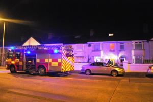 fire brigage outside house