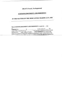 indemnity form Mercantile Marine Act 1955