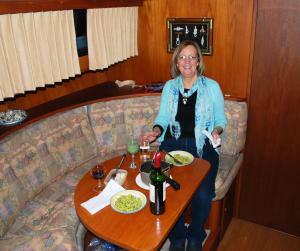 Nuala Having Dinner on Board