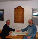 Bernard Boyle handing over Certificate of Registry