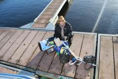 Nuala on the marina with a small amount of the items we have loaded into the boat