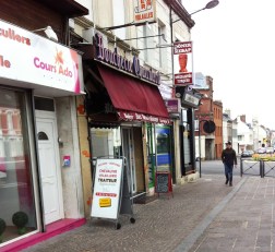 Butcher shop with sign for horse meat