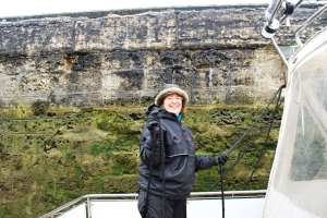 Nuala in one of the first locks -still smiling
