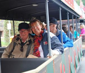 Adrian & Nuala taking train up to Rheinfels Castle