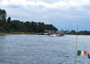 Two barges passing in front of us- they don't look so big