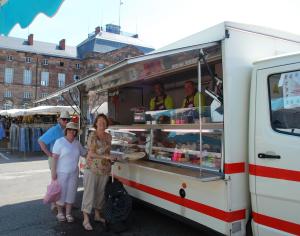 Buying meat in the market Saverne