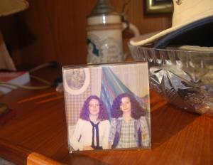 Photo of Nuala and Heike 37 years ago up in the boat