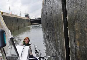 Nuala minding the boat