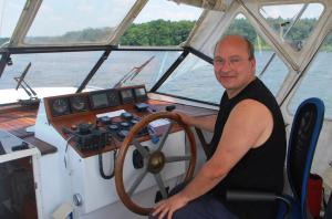 Uwe at the helm