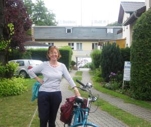Nuala in front of Boothaus Roll ready to go shopping