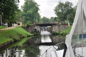 Narrow locks only 1.3 meters wider than the boat- a tight fit