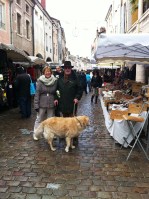 Nuala, Michael and Daisy in the market