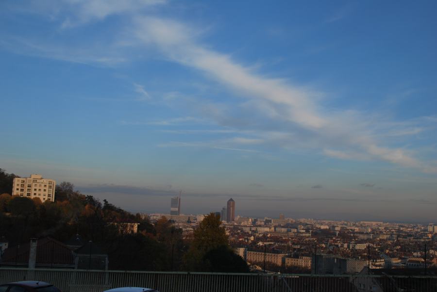 View of Lyon skyline from the hill