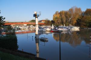 The Crane and quay covered in water