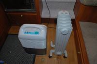 dehumidifier on left and oil filled heater on right