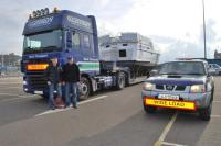 Boat on the truck arriving in Dover