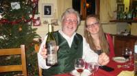 Bernard and Marine with the 1996 bottle of wine