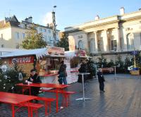 Adrian enjoyed chips at the Christmas Market