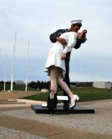 Statue outside Caen Museum- Nuala to show scale