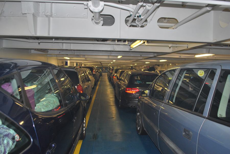 Our car on left on car deck