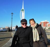 Nuala and Adrian in Portsmouth before leaving for home