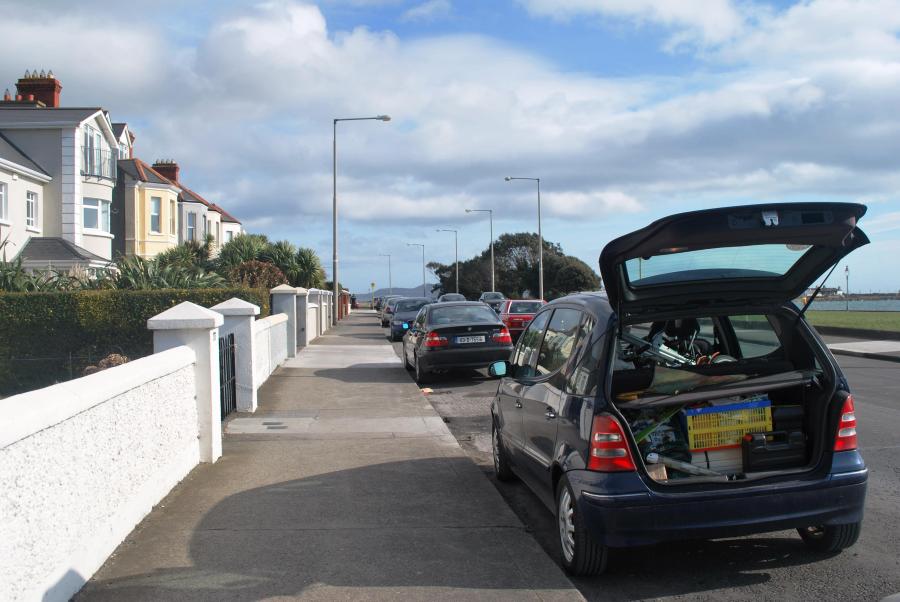 unloading the car at the house